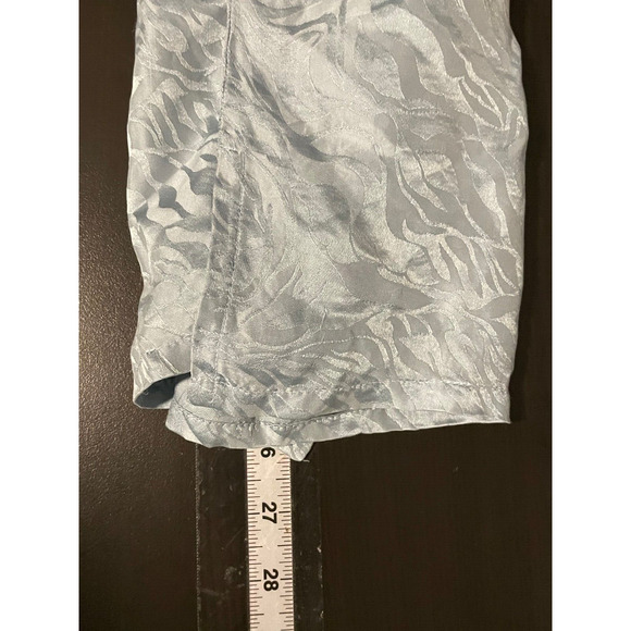 Vintage Womens Top Large Blue Silk Satin Abstract Damask Sleeveless Fairy 90s - Picture 5 of 6